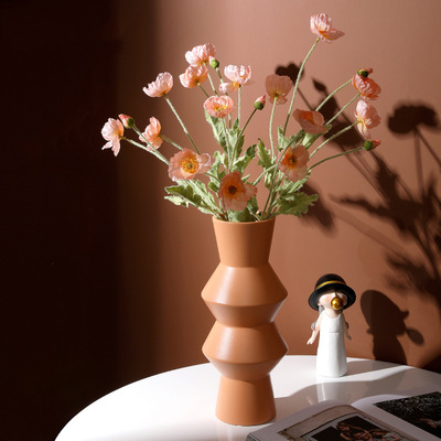 歐式仿真花虞美人擺件假花花瓶插花婚慶拍攝道具花藝桌面家居裝飾