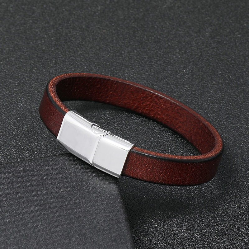 casual multicolor alloy magnet buckle glossy sen simple cowhide bracelet