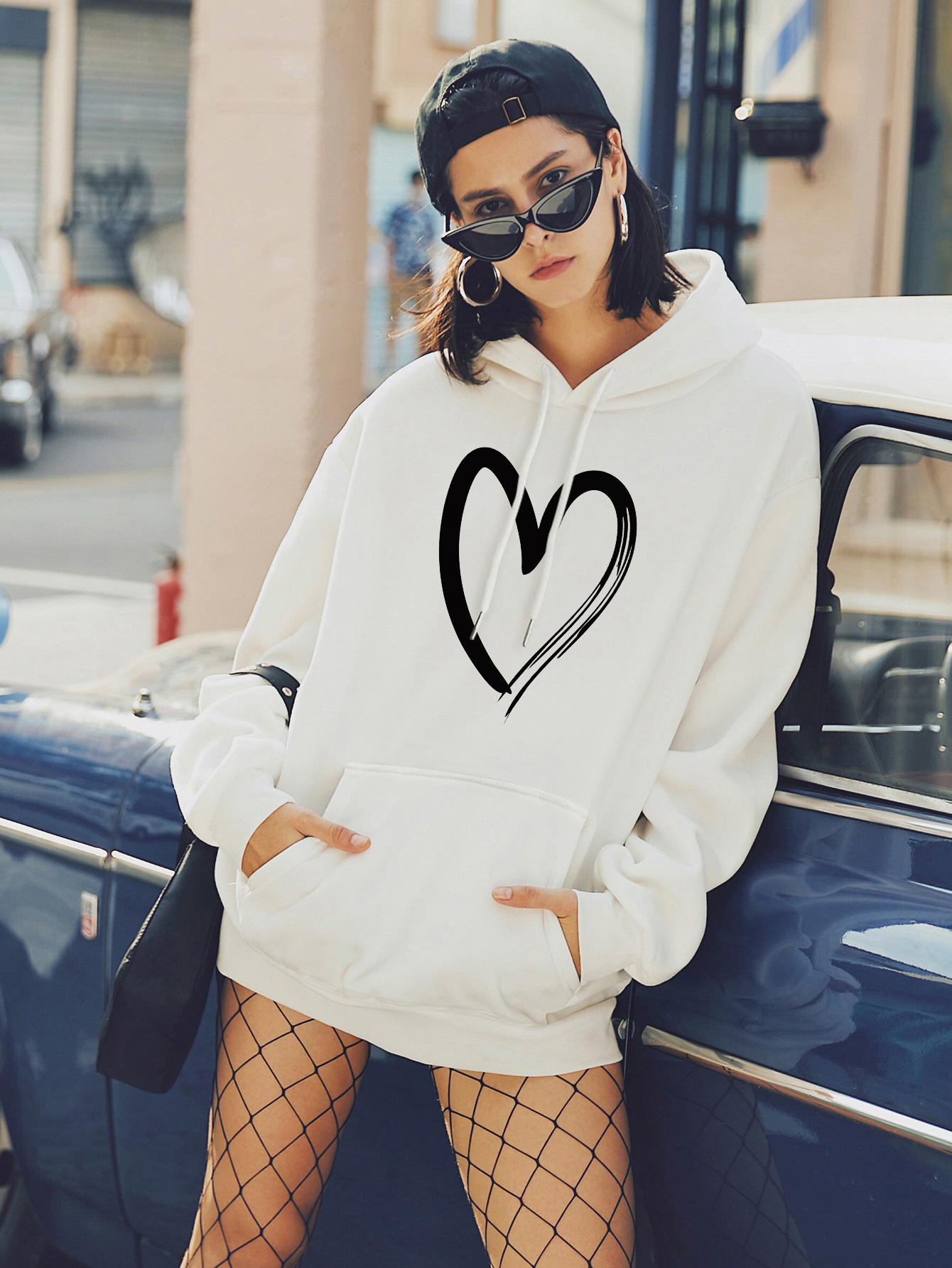 print loose large size hooded sweater women NSSN2259
