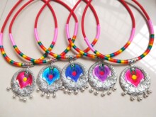 新款民族风苗族绣花苗银铃铛项链项圈批发.手工DIY银饰首饰