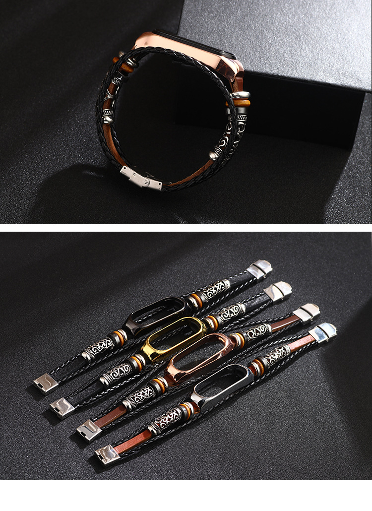 Suitable For  3-4 Generation Bracelet Strap Metal Frame Ethnic Leather Watch Strap display picture 3