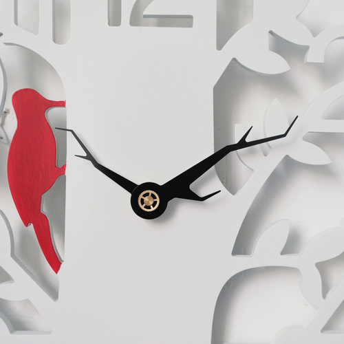 European Style Creative Romantic Large Number Abstract Clocks, Ginkgo Wood Light Luxury Living Room Home Dining Room Modern Simple Hanging Clock