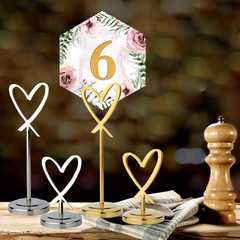 Heart-shaped stainless steel menu stand business card holder table number stand menu holder wedding banquet menu holder
