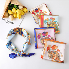 Running Horse Silk Scarf Women's New Color Satin Simulated Silk Scarf Professional Matching Small Square Scarf 60cm Neck Scarf