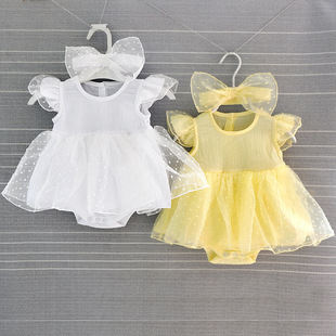 Baby summer dress two or three or four months female baby skirt summer jumpsuit hundred days six one princess skirt foreign style wholesale