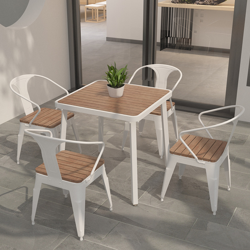 Nordic outdoor table balcony courtyard leisure open -air shaping wooden table outdoor anti -corrosion anti -moisture -proof casual table and chair combination