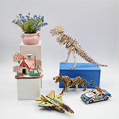 國慶節木質3d立體拼圖兒童手工diy早教學校幼兒園親子益智玩具