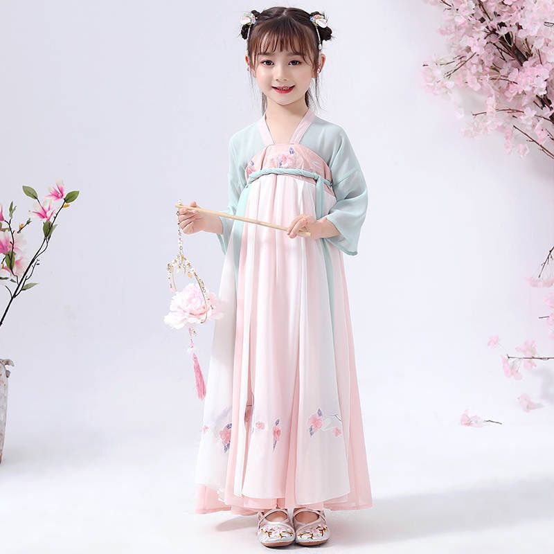 Spring new pattern ancient costume Hanfu Children's clothing Improvement Chinese style Embroidery Chest Ruskirt daily children Hanfu