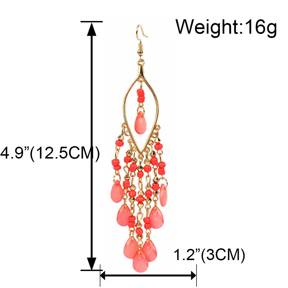 Fashion Style Sweet Personality Simple Earrings Boho Style Exaggerated Fashion Bead Tassel Wholesale Nihaojewelry display picture 1