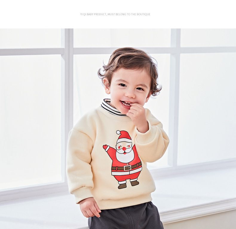 Girl Boys Turtleneck Winter Warm Christmas Velvet Padded Sweater