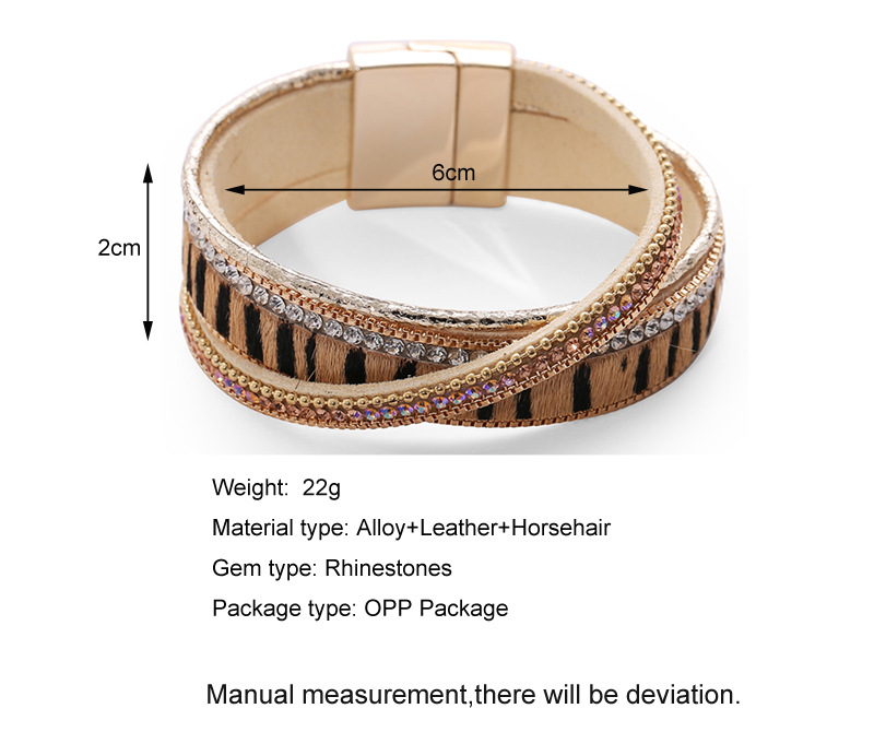 Simple Diamond-studded Multilayer Leather Bracelet display picture 1