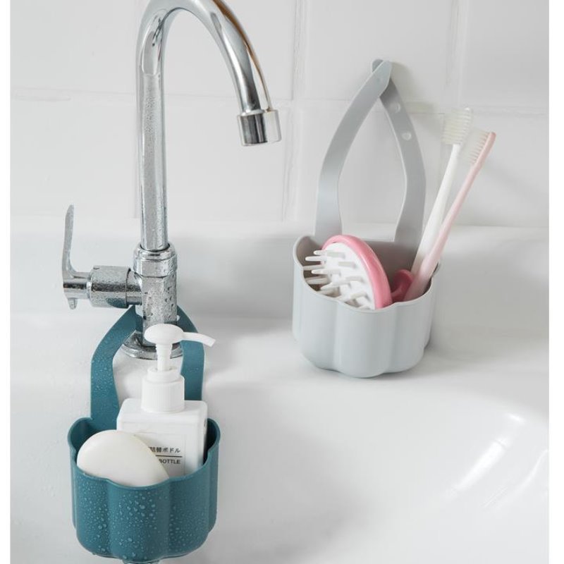 Faucet Drain Rack Sink Drain Rack Sink Hanging Bag Dishwashing Sponge Storage Rack Storage Basket display picture 5