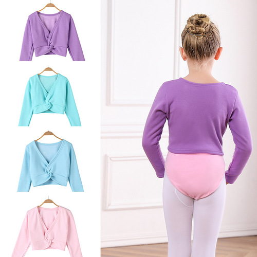Children's dance clothes new thickened velvet shawl young girls practice clothes long-sleeved thickened dance clothes autumn and winter