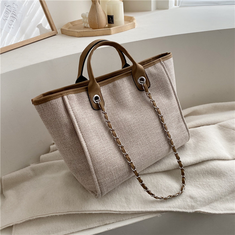 Simple Canvas Bag Women Handbag Chain Bag Shoulder Bag