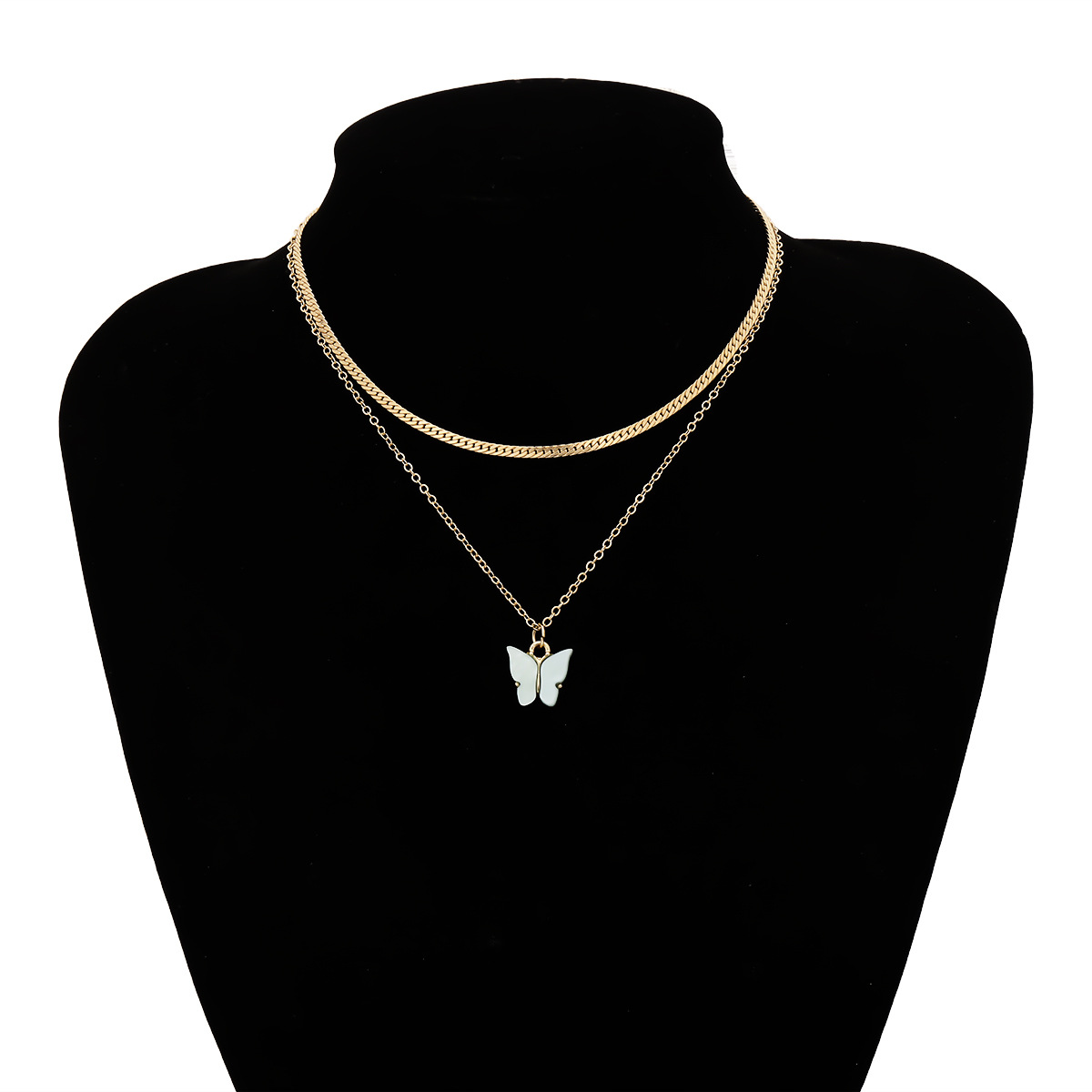 Fashion Jewelry Design Sense Geometry Necklace Temperament Color Small Butterfly Wild Short Necklace display picture 4
