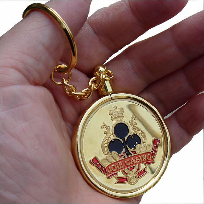 Poker Keychain Metal Chip Key Ring Texas Hold'em Gift Souvenir