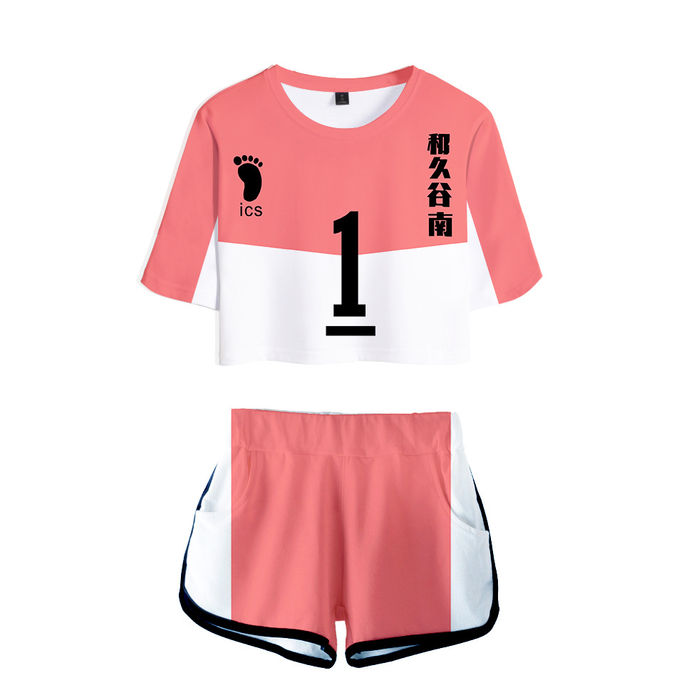 買買買 和久谷南稻荷崎高校角色服3d數碼女款夏季性感露臍短t短褲套裝 露天拍賣