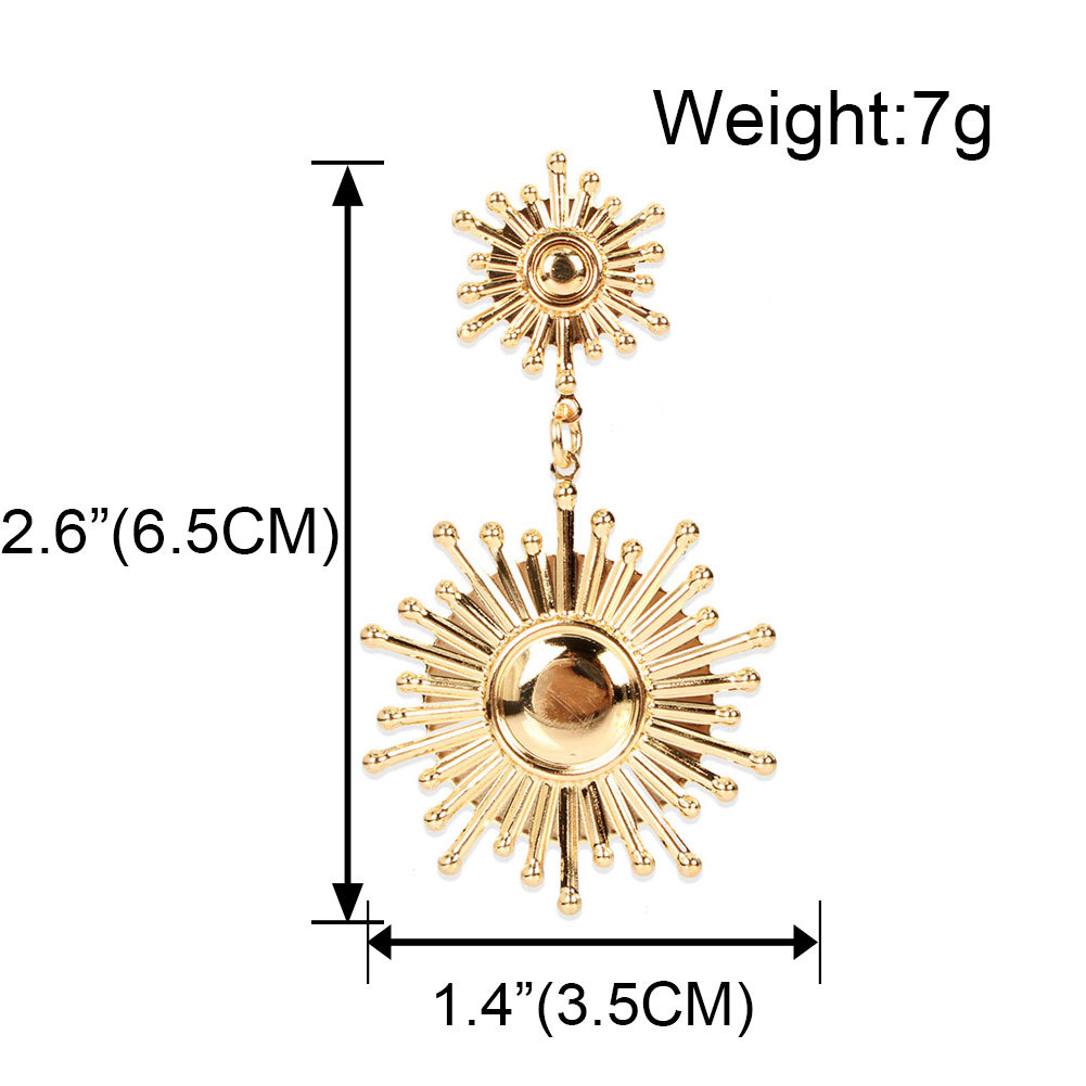 Korean Geometric Alloy Long Sun Flower Earrings Wholesale display picture 1