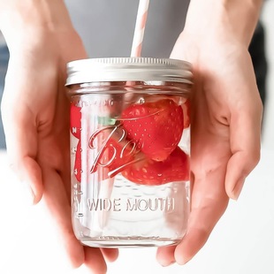 Factory wholesale clear glass Mason Cup Mason jar beverage bottle with straw glass Mason straw glass