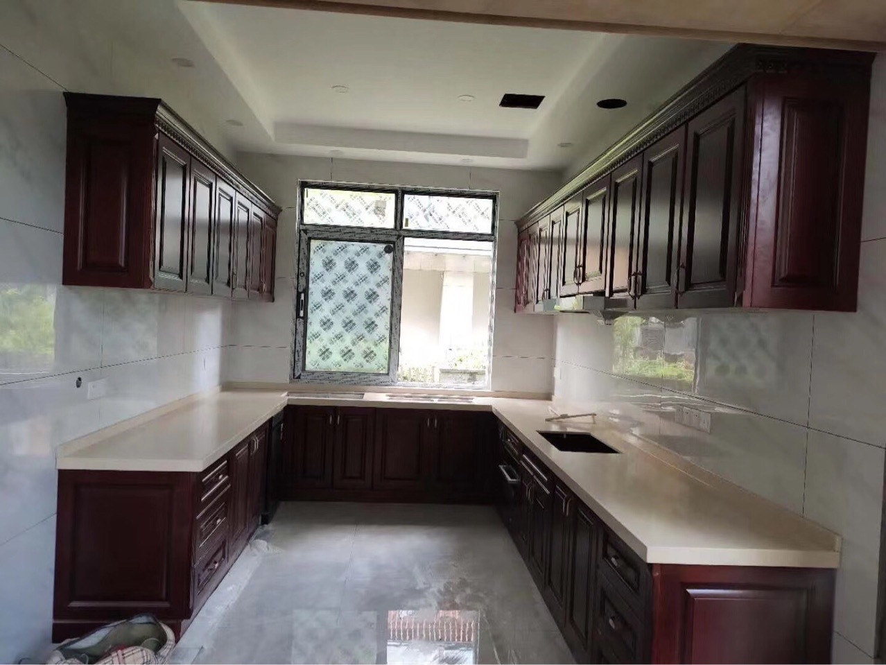 名氣實木櫥櫃定做整體歐式紅橡木原木定制廚房定制純實木門板櫥櫃