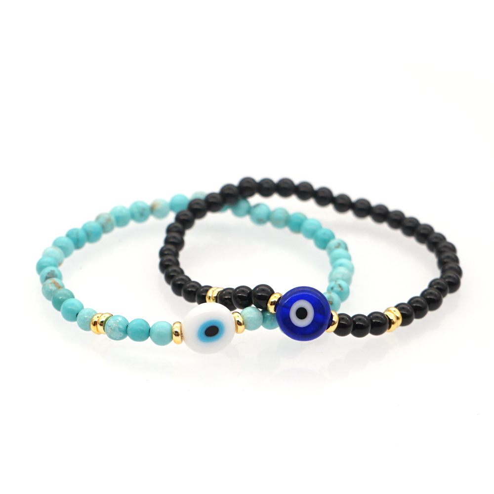 fashion semi-precious stones glazed demon eye bracelet