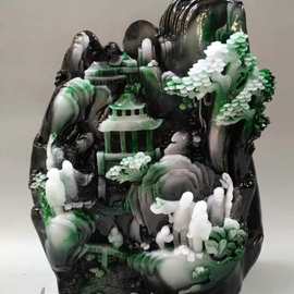 新款上市 仿翡翠摆件精雕 树脂翡翠 山水客厅摆件独山玉石雕