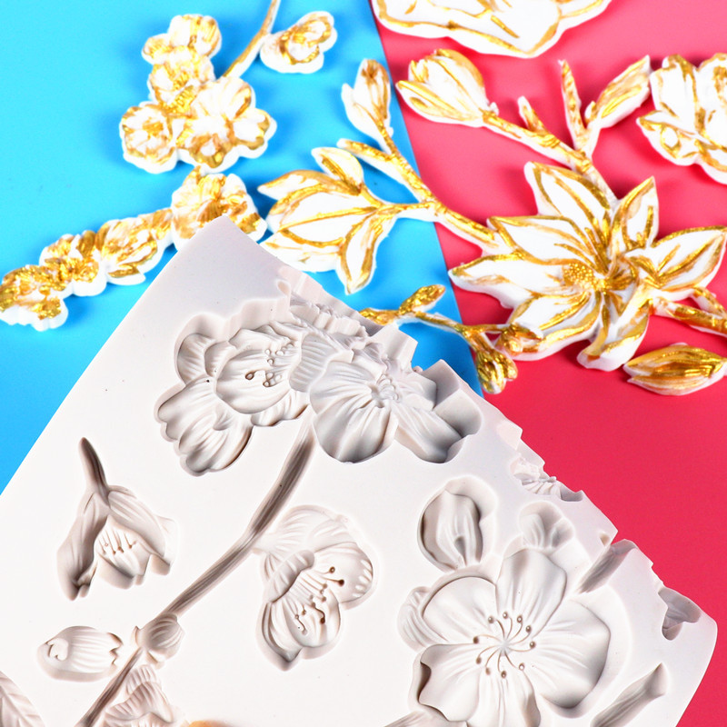 Fondant flor molde Lily silicona molde seco paso pastel hornear molde DIY epoxi molde en stock