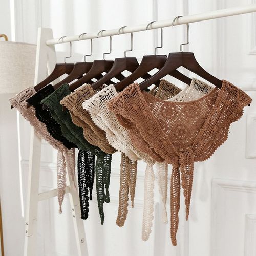 Dickie children lace hollow out hook knot color of flower is sweet and pure cotton towel triangle Japanese small shawl