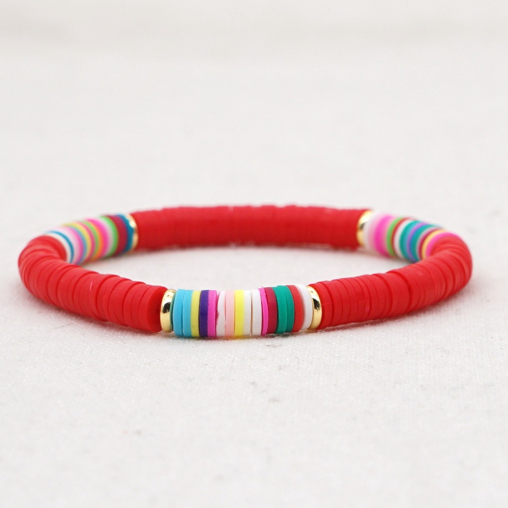 Bohemian Contrast Color Soft Ceramic Elastic Rope Bracelet display picture 2