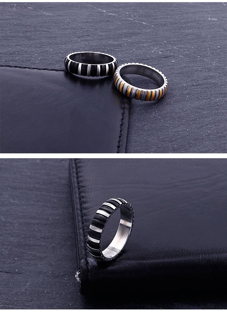 8g Weight 0.03µm Gold Plating Thickness Punk Simple Style Geometric Stainless Steel Plating Men's Rings
