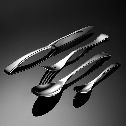 Eern 201 Stainless Steel Kaya Tableware 304 Knife Fork Spoon Titanium Black Mirror Polished Fish Tail Design Gift