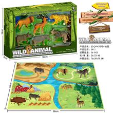 6只装动物玩具大猩猩兔子长颈鹿鱼仿真野生动物模型