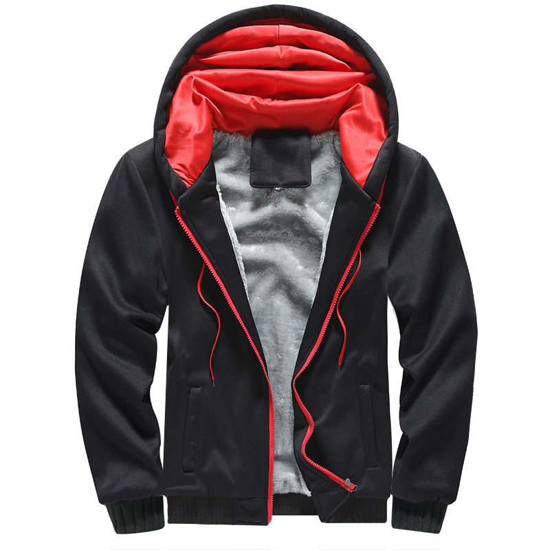 Aggiungi pile ispessito semplice uomo caldo cappotto casual sottile top_voghion.com