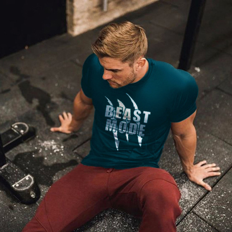 man ventilation Self cultivation Socket Short sleeved outdoors motion run Bodybuilding Printed letters logo Manufactor