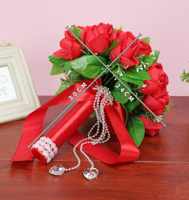 New cross-border Western-style wedding products, wedding simulation rose hand bouquets, creative home decorations, wedding supplies wholesale detail image 4