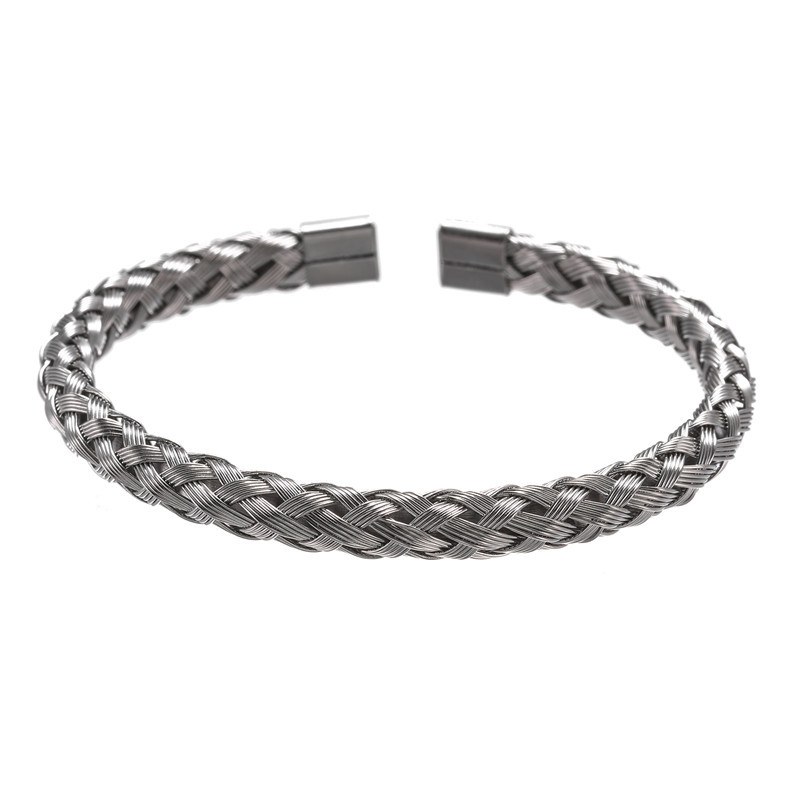 Titanium Steel Jewelry Twist Braided Steel Wire Opening Bracelet Simple All- Match Stainless Steel Jewelry Wholesale Nihaojewelry display picture 6