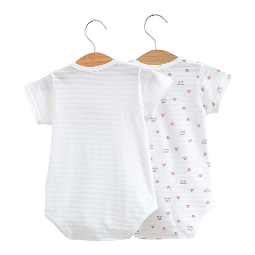 Two-piece infant short-sleeved short-sleeved clothing, new summer style, I love mom and dad, baby one-piece triangle short crawl suit