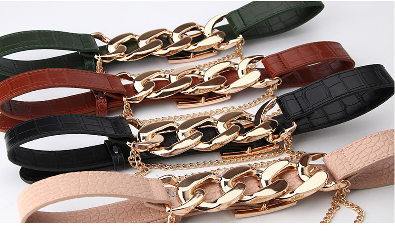 Fashion Street Shooting Metal Chain Link Stitching  Belt display picture 2