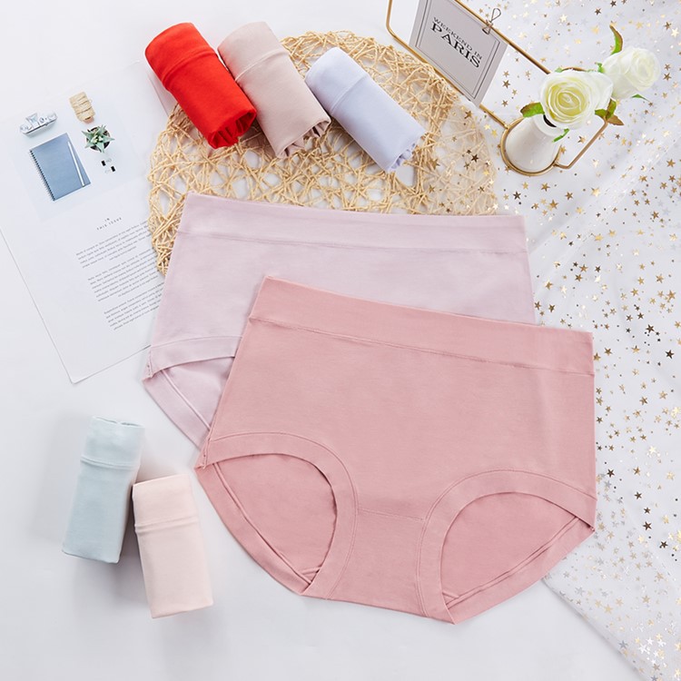 厂家直销胖MM女士内裤棉质面料三角裤中腰纯色大码收腹无痕内裤女|ms