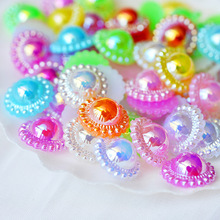 13mm 50颗 幻彩半面太阳花仿珍珠 和风古风发饰手工相框diy材料包