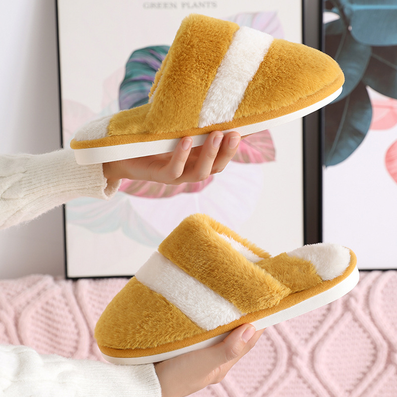 2021 winter cotton slippers women thickened warm rabbit fur room home cotton shoes couple creative anti-skid plush slippers