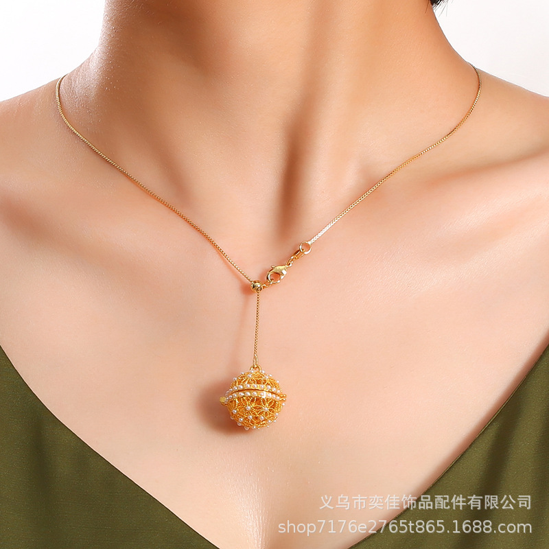 奕佳 滿天星複古宮廷風香水項鏈唯美小清新玲珑繡球鎖骨鏈盒子鏈