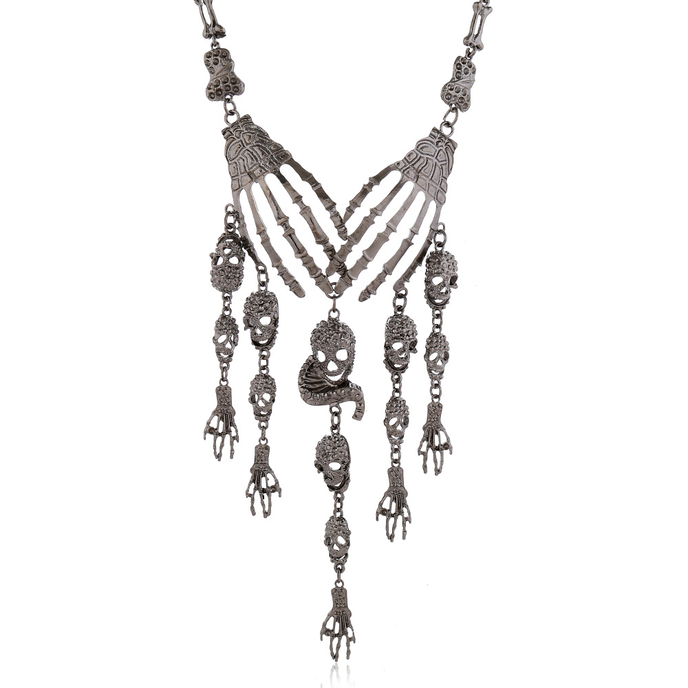 Party, Festival Occasion Retro Exaggerated Unforgettable Skull Alloy Plating Halloween Women's Earrings Necklace