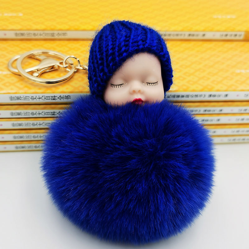 hotsale fashion new Cute sleeping doll fur ball keychain cute sleeping doll coin purse car key pendant wholesalepicture7