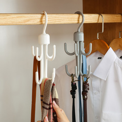 Home Daily Use Four-Prong Rotating Coat and Bag Hook, Necktie and Belt Storage Rack, Saves Space