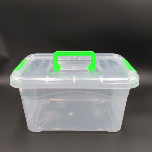 厂家直销环保PP食品级透明有盖塑料储物箱手提箱桌面收纳盒化妆盒
