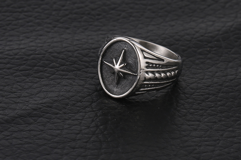 Men's Gender Vintage Style Star Titanium Steel Polishing Men's Rings Punk Rings