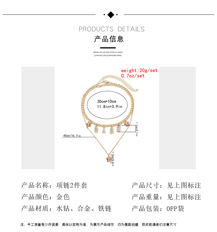 Europäischer Und Amerikanischer Grenz Überschreiten Der Schmuck Temperament Kleiner Schmetterling Doppels Chicht Anhänger Halskette Einfache Buchstaben Babe Mikro-strass Halskette display picture 1