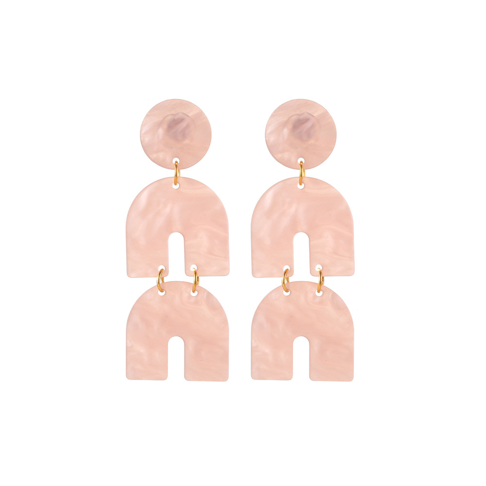 New Acrylic U-shaped Multi-layer Double-layer Superimposed Horseshoe-shaped Fashion Exaggerated Long Earrings display picture 8