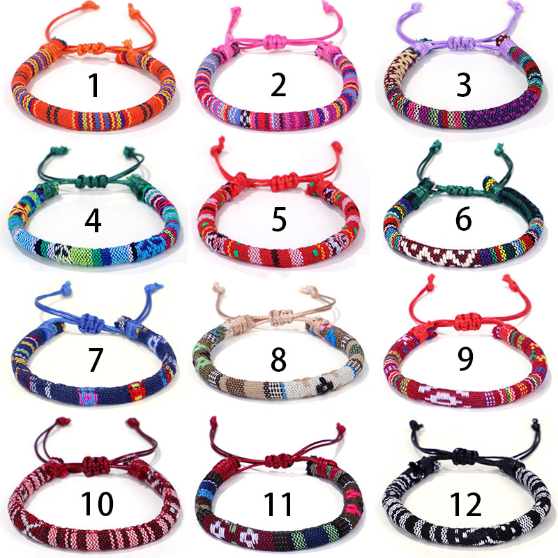 Ethnic Style Colorful Cotton Braid Unisex Bracelets 1 Piece